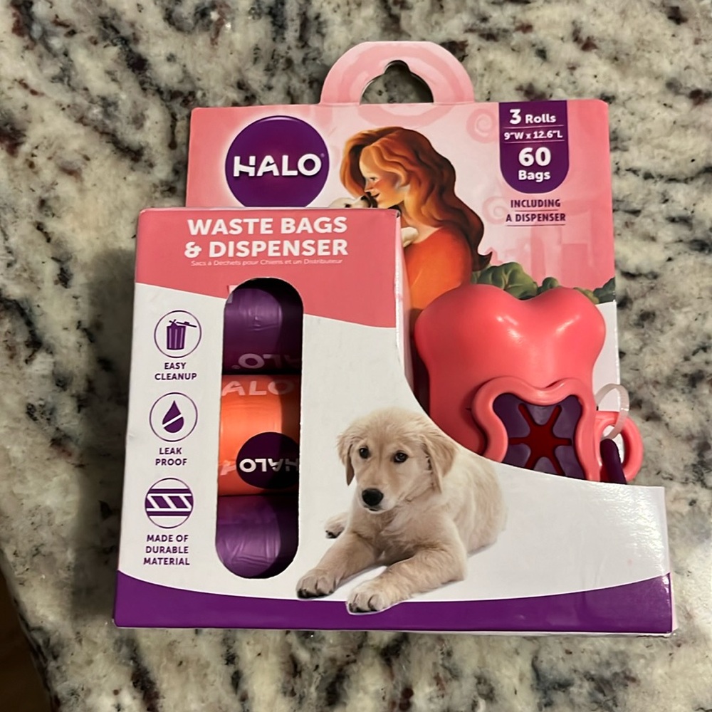 New HALO dog waste  bags and dispenser